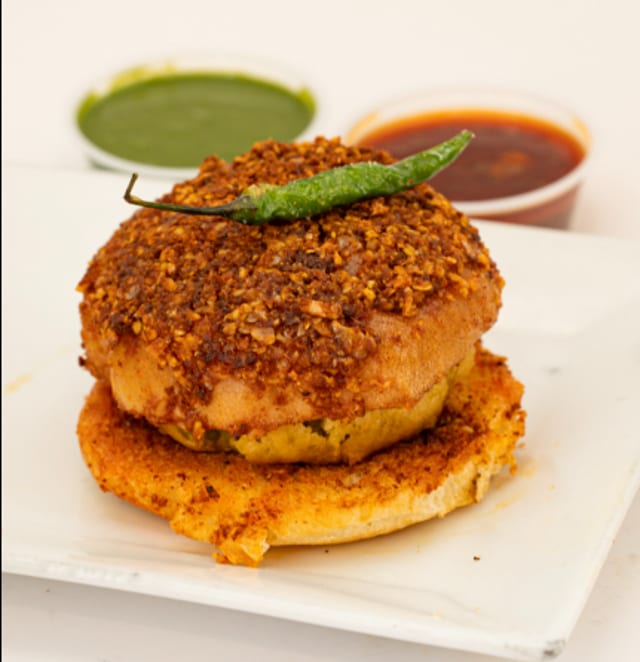 Garlic cheese vada pav.